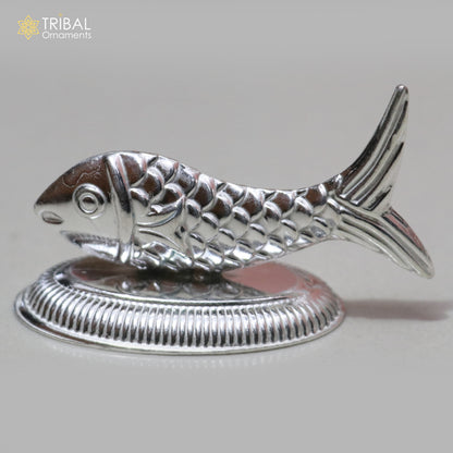 925 sterling silver fish pendant featuring Lord Vishnu's Matsya avatar, symbolizing prosperity and good luck, from TRIBAL ORNAMENTS.