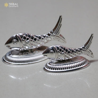 925 sterling silver fish shaped pendant of Lord Vishnu's Matsya avatar, symbolizing prosperity and good luck, from TRIBAL ORNAMENTS.