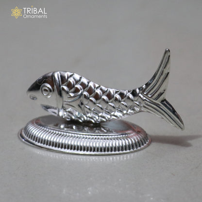 925 sterling silver Lord Vishnu Matsya fish pendant, a tribal ornament symbolizing prosperity and good luck.