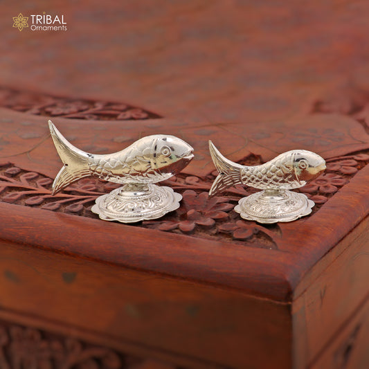 925 sterling silver silver fish, Lord vishnu avatar Matsya, Silver Puja Fish For Prosperity And Good Luck su1388 - TRIBAL ORNAMENTS