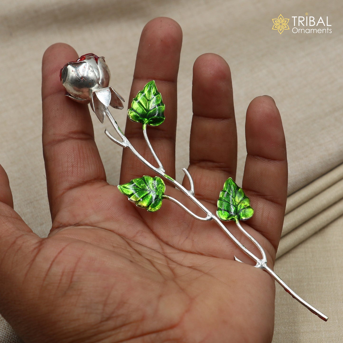 925sterling silver Rose flower puja god temple article, silver worshipping article su1342 - TRIBAL ORNAMENTS