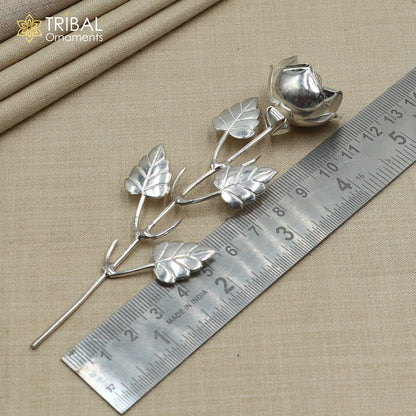 925 sterling silver rose flower Puja god temple article, a detailed silver worshipping item by Tribal Ornaments