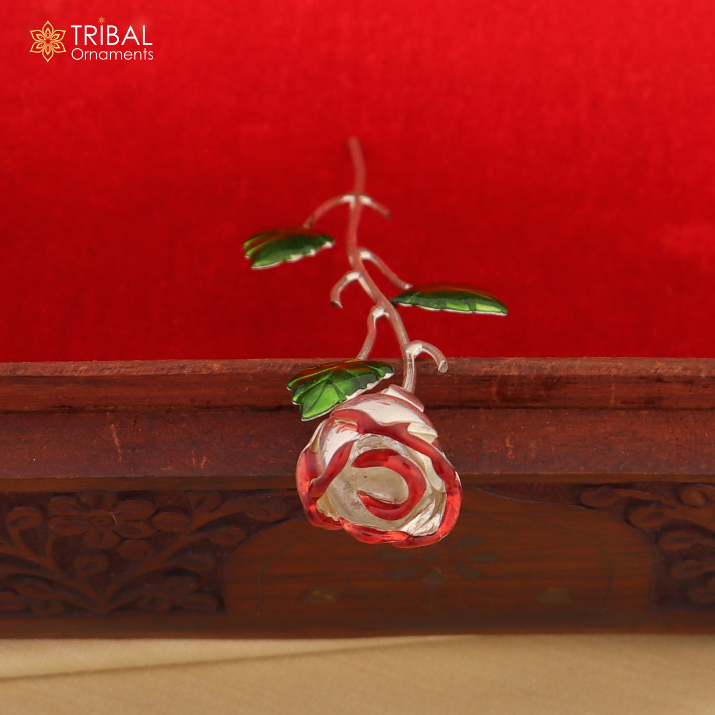 925sterling silver Rose flower puja god temple article, silver worshipping article su1342 - TRIBAL ORNAMENTS