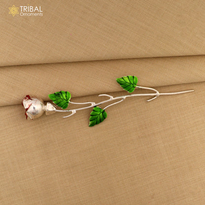 925 sterling silver rose flower puja god temple article by TRIBAL ORNAMENTS, decorative silver worshipping artifact for religious ceremonies
