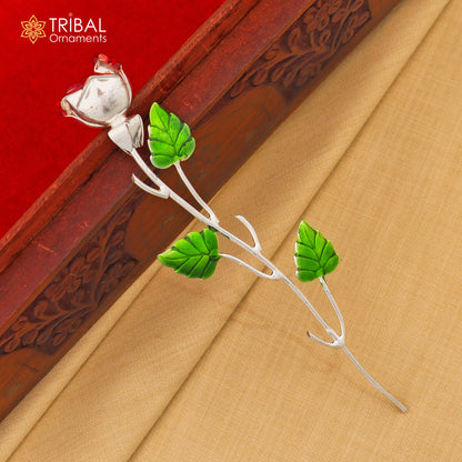 925 sterling silver rose flower puja god temple article, a silver worshipping item by TRIBAL ORNAMENTS, for religious rituals.