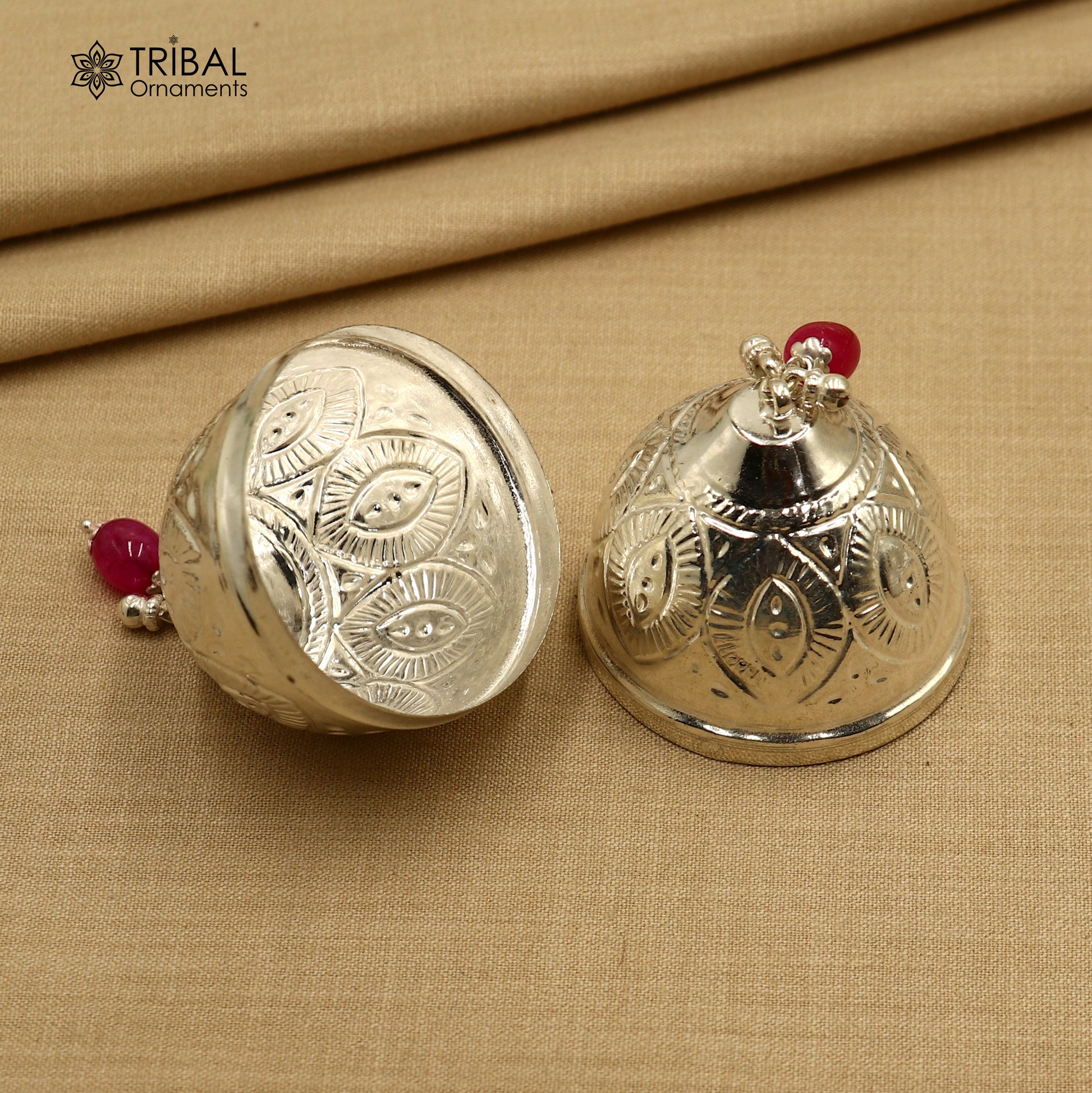 925 sterling silver gorgeous design coconut for puja or worshipping, Silver nariyal su1377 - TRIBAL ORNAMENTS