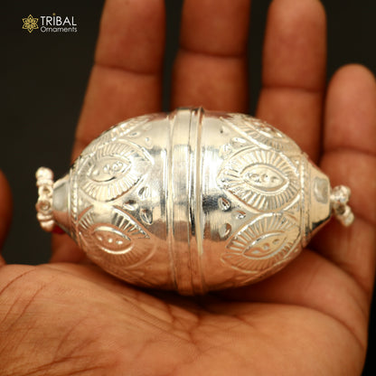 925 sterling silver gorgeous design coconut for puja or worshipping, Silver nariyal su1377 - TRIBAL ORNAMENTS