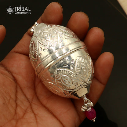 925 sterling silver gorgeous design coconut for puja or worshipping, Silver nariyal su1377 - TRIBAL ORNAMENTS