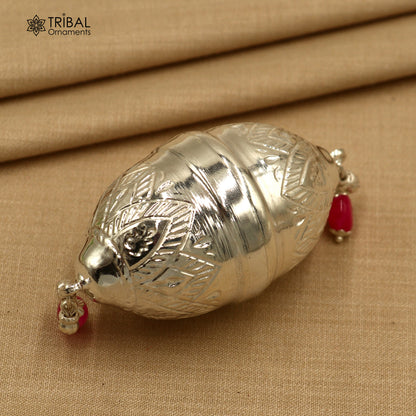 925 sterling silver gorgeous design coconut for puja or worshipping, Silver nariyal su1377 - TRIBAL ORNAMENTS
