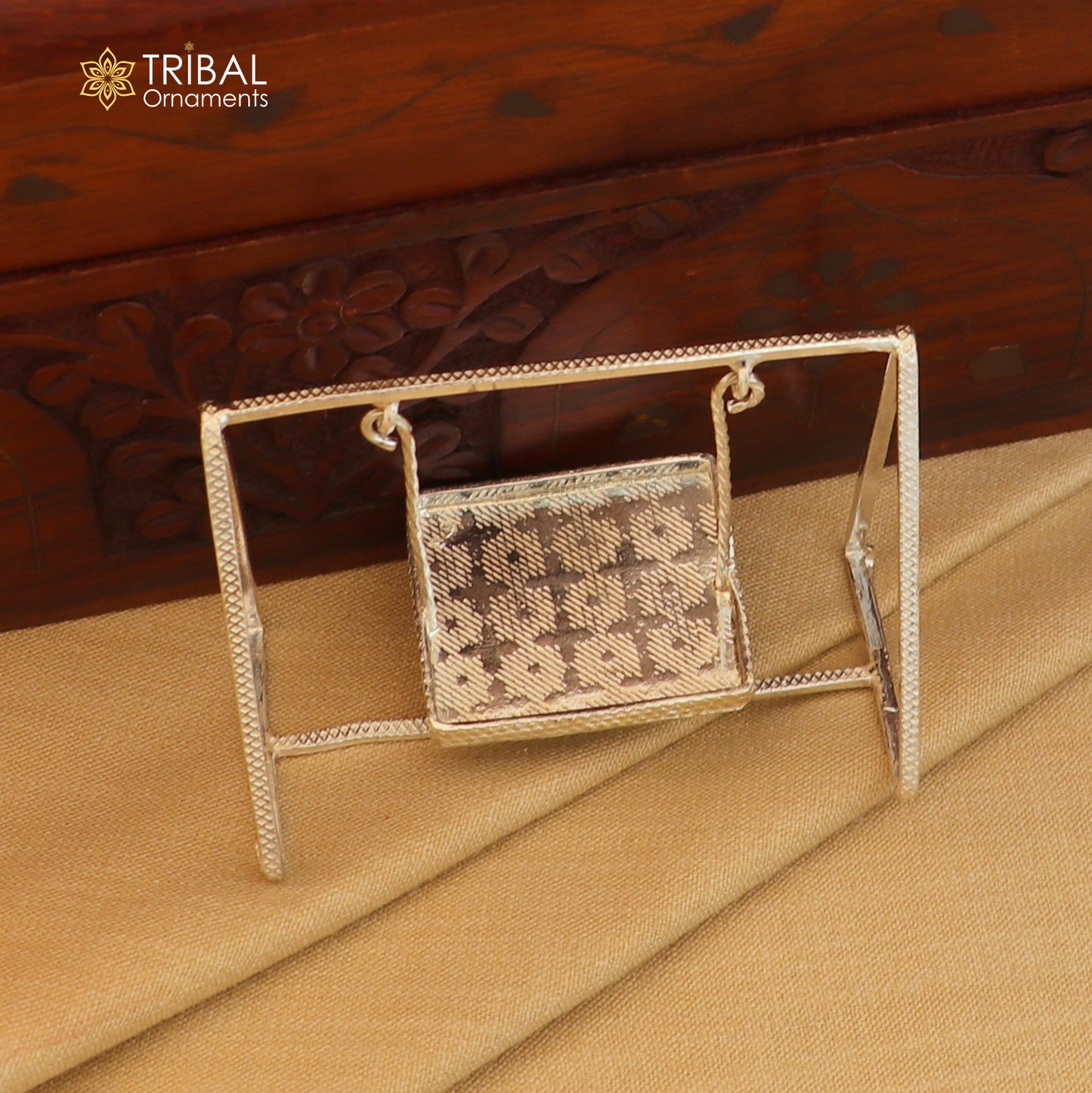 925Sterling silver Bal Gopala jhula, little Krishna swing, child Krishna palana, silver art su1367 - TRIBAL ORNAMENTS