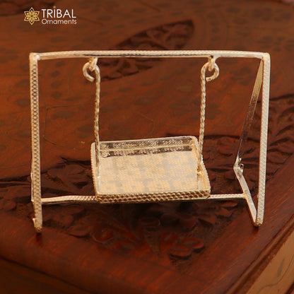 925 Sterling silver Bal Gopala Krishna swing, child Krishna palana in intricate silver art by TRIBAL ORNAMENTS.