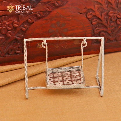 Sterling silver Bal Gopala Krishna swing pendant, detailed child Krishna Palana jewelry, handcrafted silver art by TRIBAL ORNAMENTS