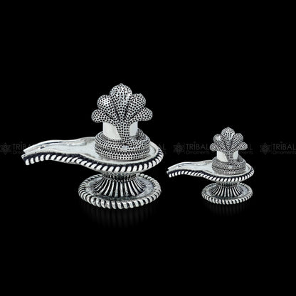 925 sterling silver lord Shiva lingam Divine Shiva lingam at home temple art790 - TRIBAL ORNAMENTS