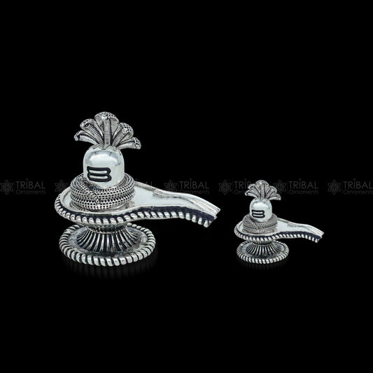 925 sterling silver lord Shiva lingam Divine Shiva lingam at home temple art790 - TRIBAL ORNAMENTS