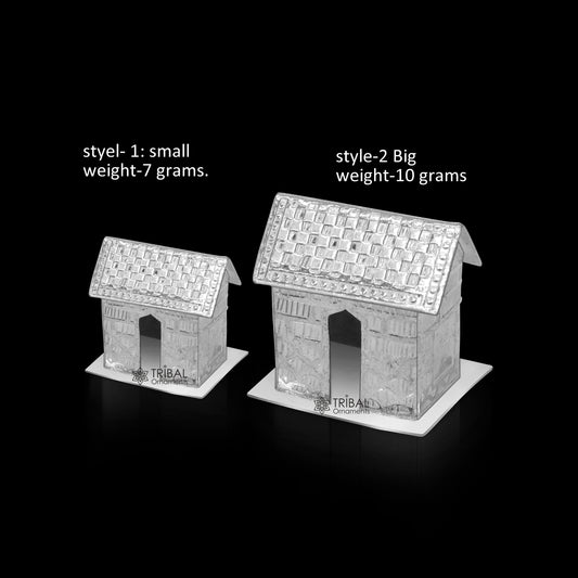 925 sterling silver small hut or home toy for crawling Krishna/ laddu Gopala gift  su1299 - TRIBAL ORNAMENTS