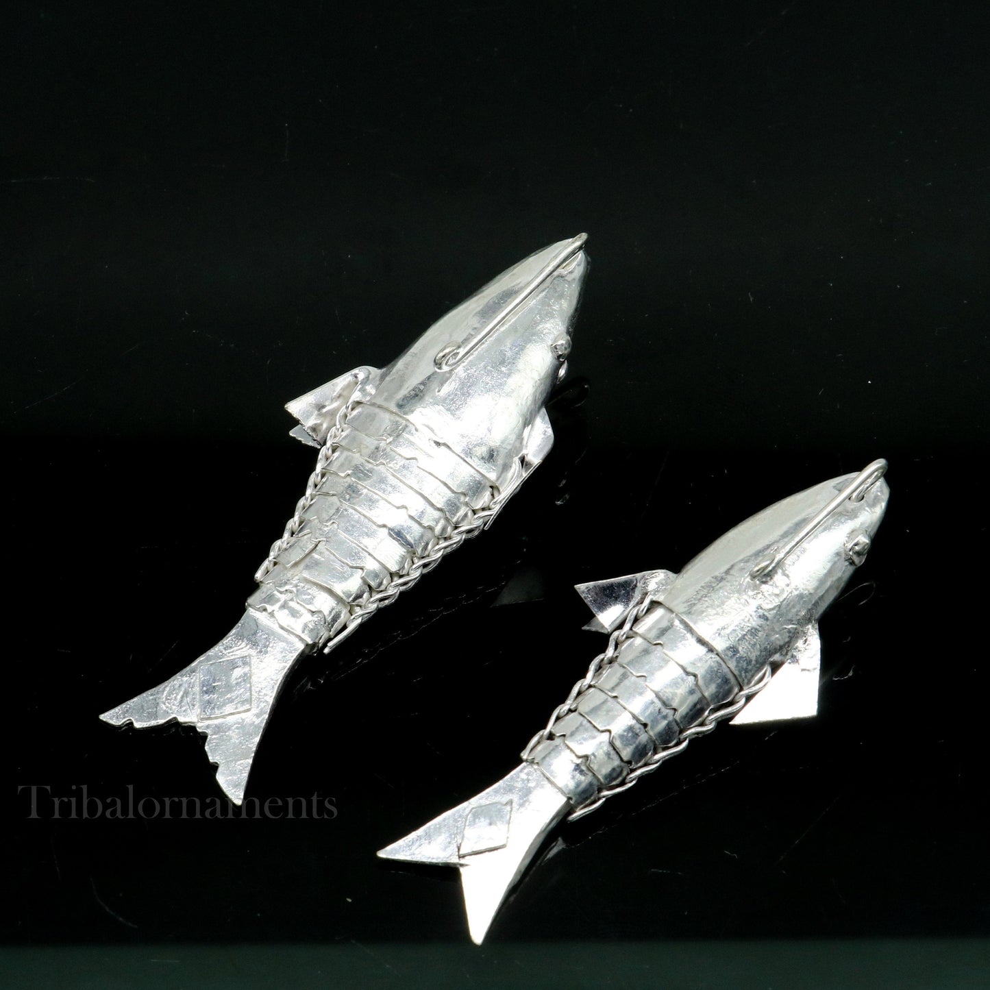 Solid silver handmade silver fish, Lord vishnu avatar Matsya, Silver Puja Fish For Prosperity And Good Luck, best collectible art su561 - TRIBAL ORNAMENTS