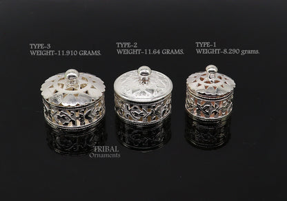 Exclusive small kapoor holding box or perfune attar holding box 925 sterling silver trinket box, container box, small jewelry box, SU1025 - TRIBAL ORNAMENTS