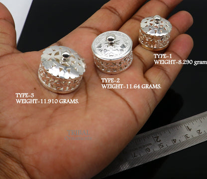 Exclusive small kapoor holding box or perfune attar holding box 925 sterling silver trinket box, container box, small jewelry box, SU1025 - TRIBAL ORNAMENTS