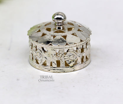 Exclusive small kapoor holding box or perfune attar holding box 925 sterling silver trinket box, container box, small jewelry box, SU1025 - TRIBAL ORNAMENTS