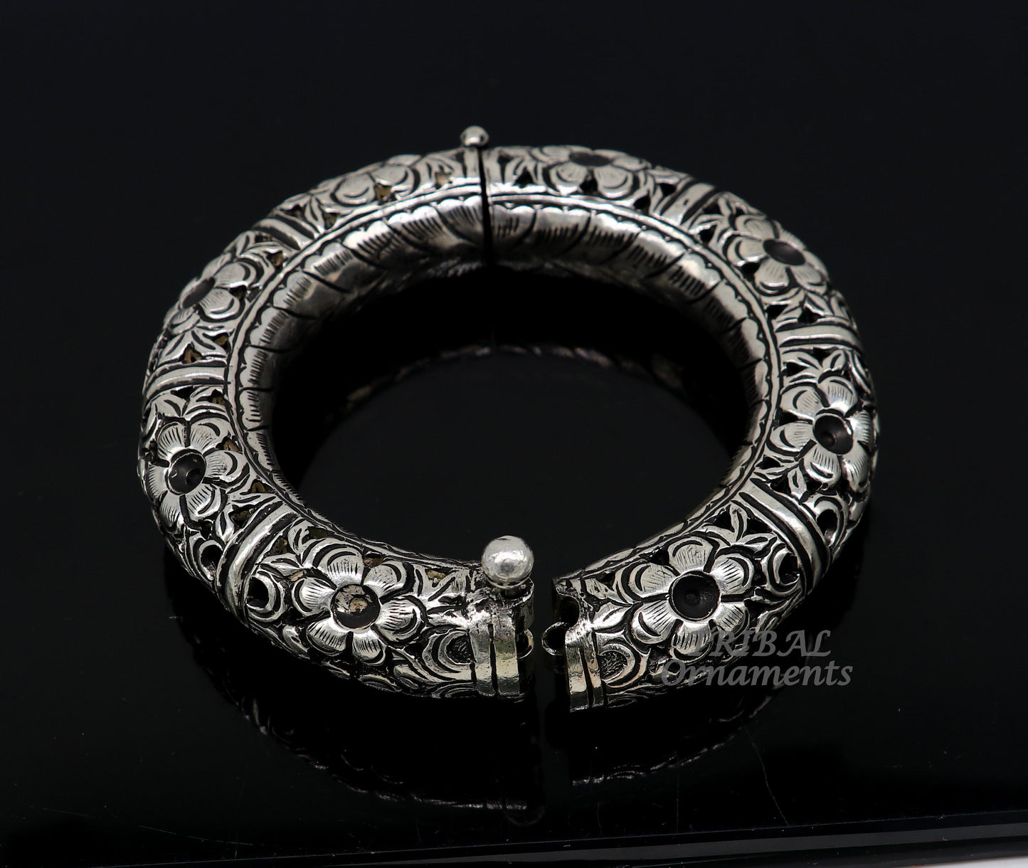 925 sterling silver chitai work bangle bracelet kada unisex customized men's kada nsk568 - TRIBAL ORNAMENTS
