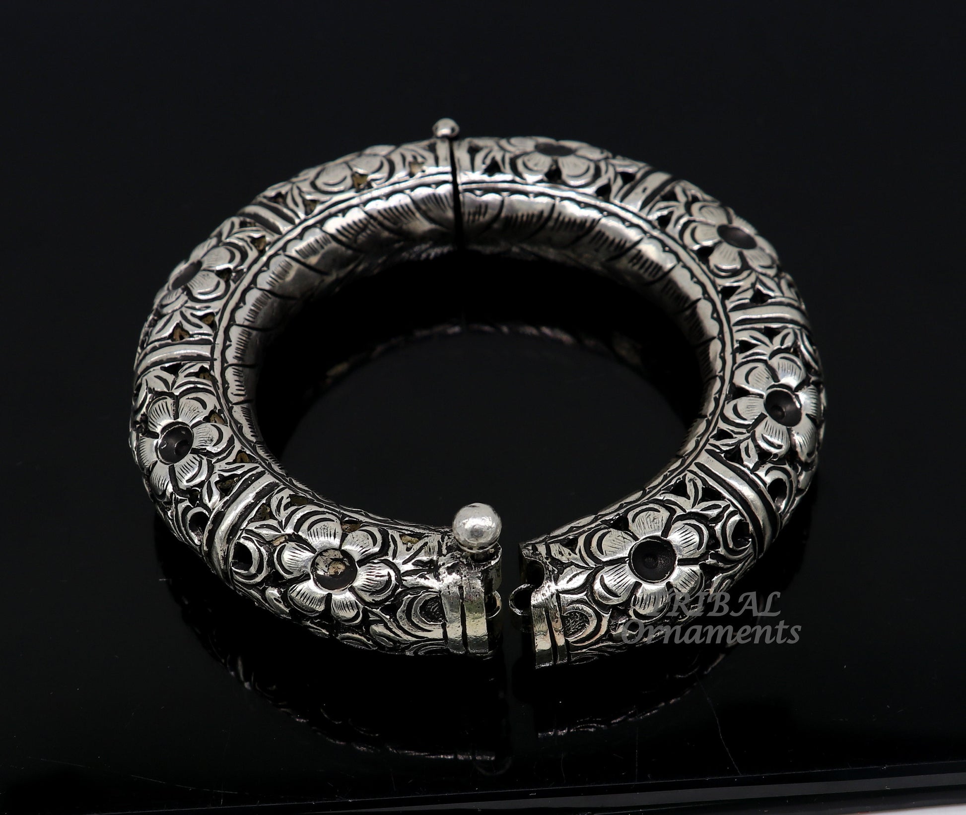 925 sterling silver chitai work bangle bracelet kada unisex customized men's kada nsk568 - TRIBAL ORNAMENTS