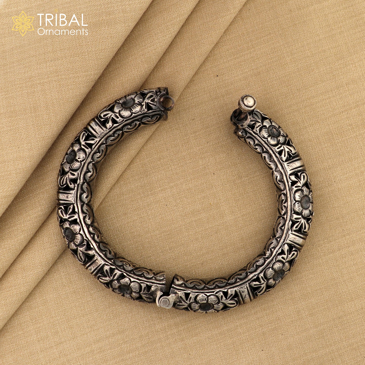 925 sterling silver chitai work bangle bracelet kada unisex customized men's kada nsk568 - TRIBAL ORNAMENTS