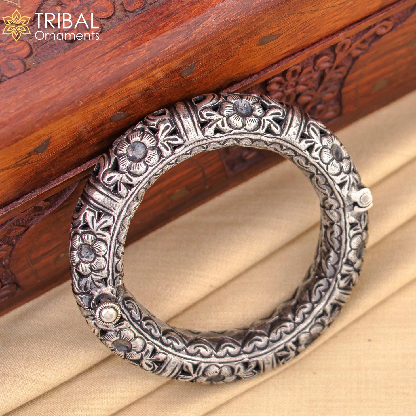 925 sterling silver chitai work bangle bracelet kada unisex customized men's kada nsk568 - TRIBAL ORNAMENTS