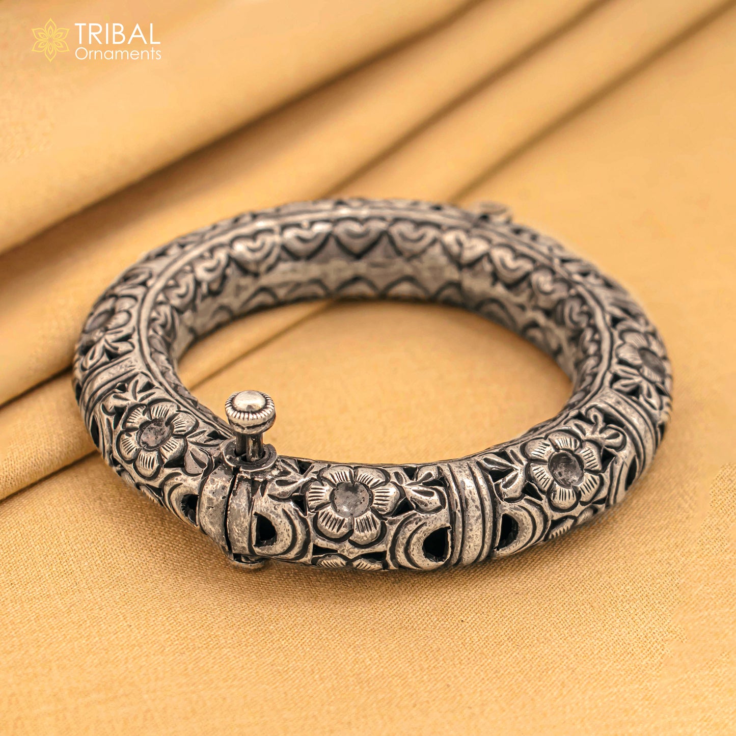 925 sterling silver chitai work bangle bracelet kada unisex customized men's kada nsk568 - TRIBAL ORNAMENTS