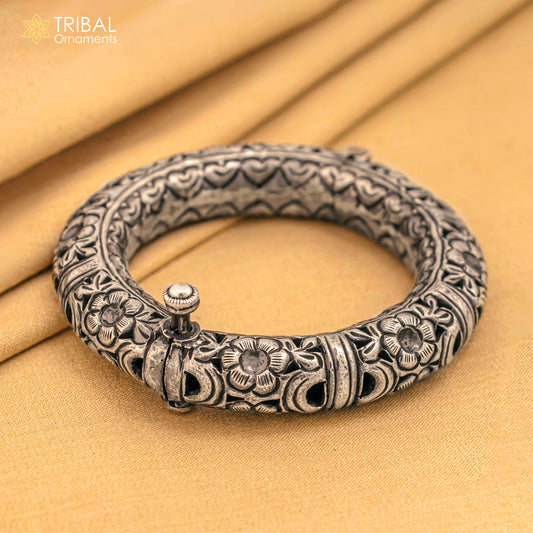 925 sterling silver chitai work bangle bracelet kada unisex customized men's kada nsk568 - TRIBAL ORNAMENTS