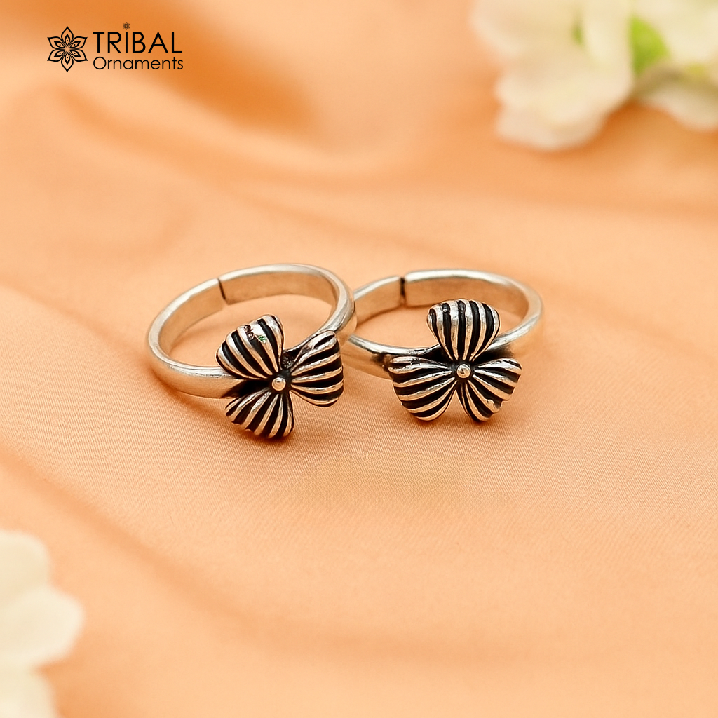 925 sterling silver handmade fabulous flower design toe ring band tribal belly dance vintage style ethnic tribal brides jewelry ytr63 - TRIBAL ORNAMENTS