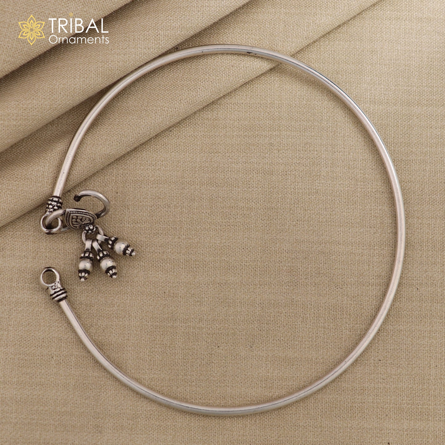 925 sterling silver plain shiny design customized foot bracelet ankle kada pretty hanging drops belly dance jewelry nsfk40 - TRIBAL ORNAMENTS