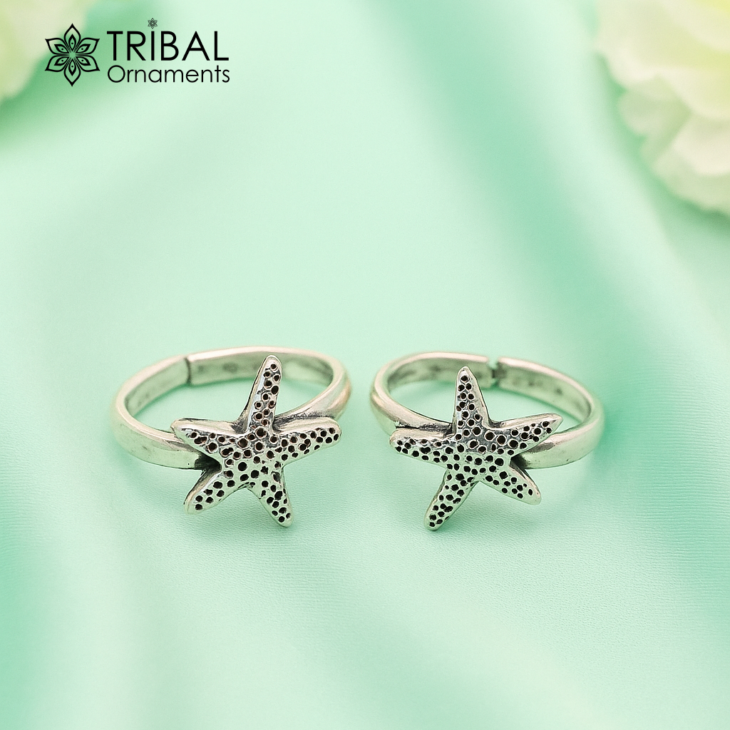 Stare design vintage style handmade 925 sterling silver adjustable toe ring band for brides or girl's best personalized jewelry ytr76 - TRIBAL ORNAMENTS