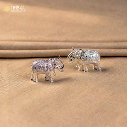 925 Sterling silver Divine Elephant statues, puja articles figurines, best silver article for your homes wealth and prosperity art569 - TRIBAL ORNAMENTS