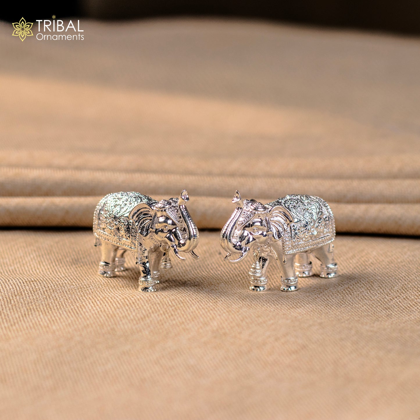 925 Sterling silver Divine Elephant statues, puja articles figurines, best silver article for your homes wealth and prosperity art569 - TRIBAL ORNAMENTS