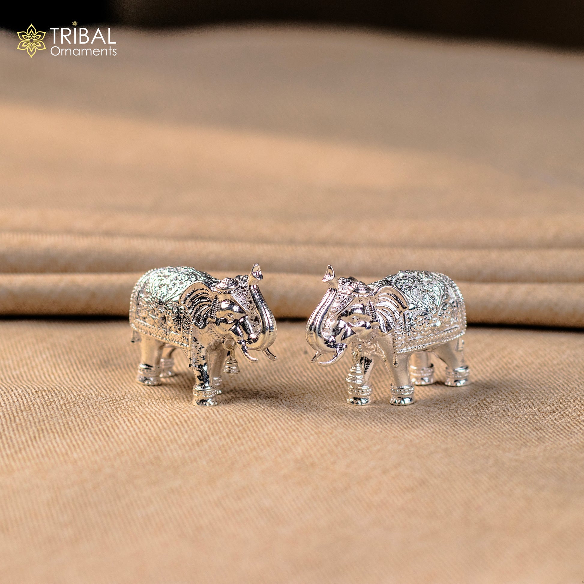925 Sterling silver Divine Elephant statues, puja articles figurines, best silver article for your homes wealth and prosperity art569 - TRIBAL ORNAMENTS