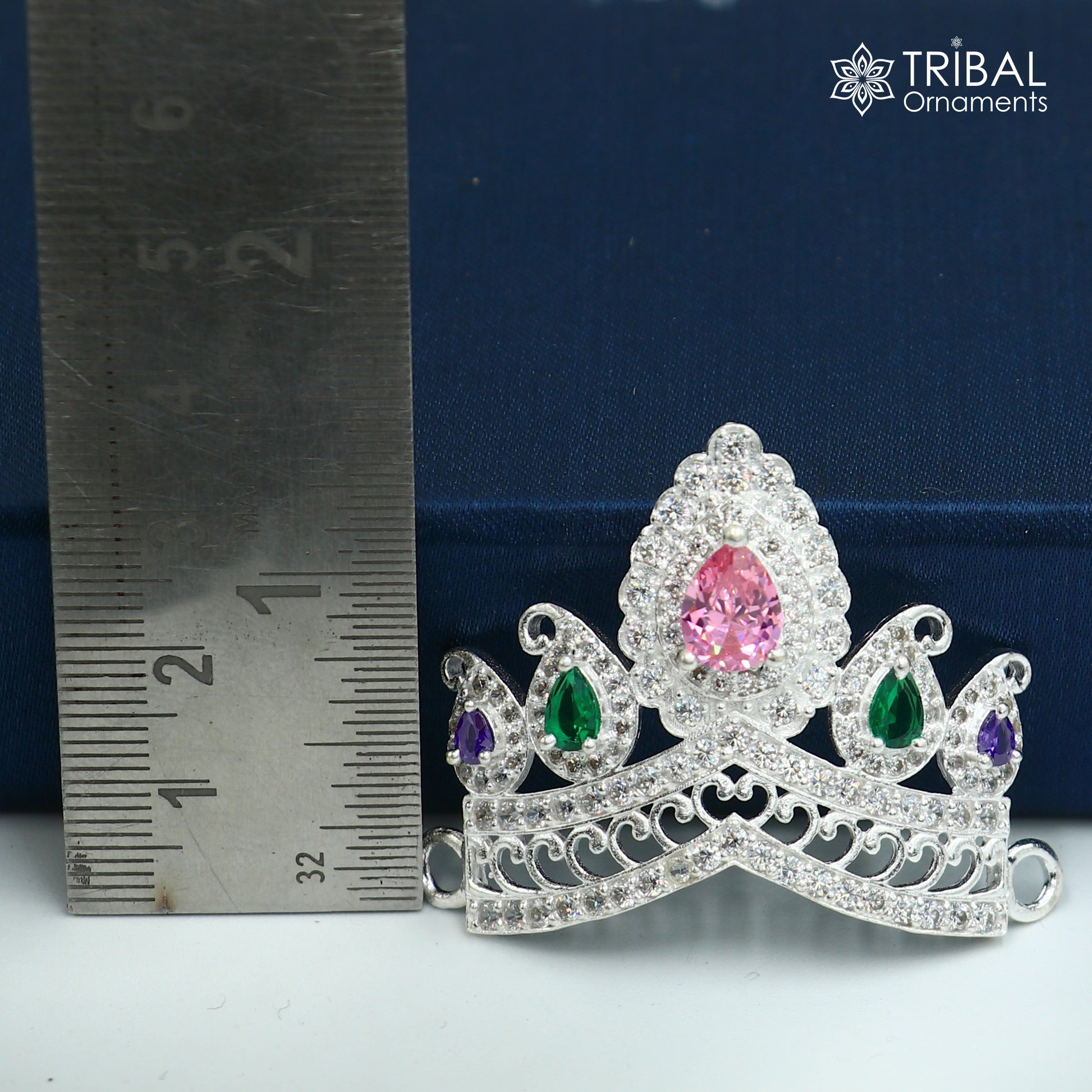 925 sterling silver antique stone design silver mukut (crown), amazing god crown temple god art sm50 - TRIBAL ORNAMENTS