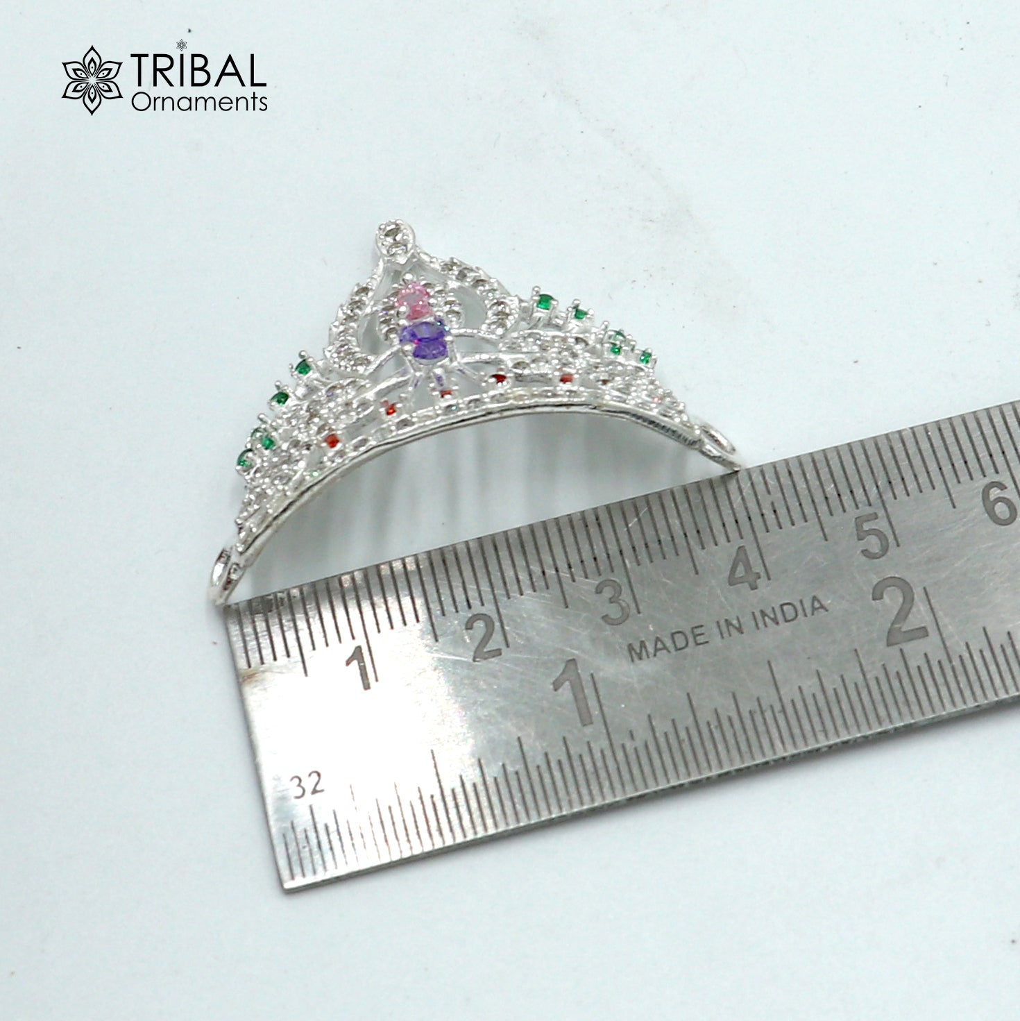 925 sterling silver antique stone design silver mukut (crown), amazing god crown temple god art sm55 - TRIBAL ORNAMENTS