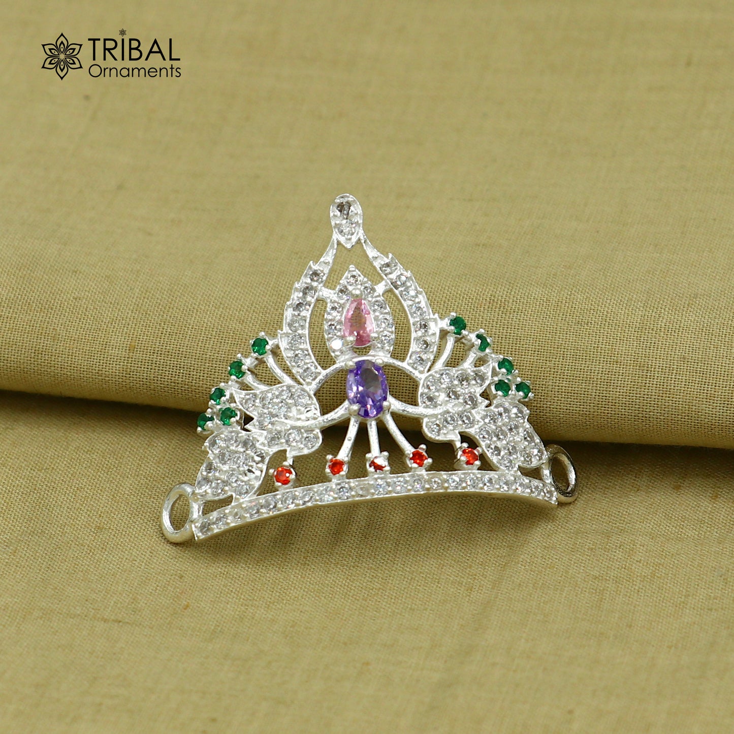 925 sterling silver antique stone design silver mukut (crown), amazing god crown temple god art sm55 - TRIBAL ORNAMENTS