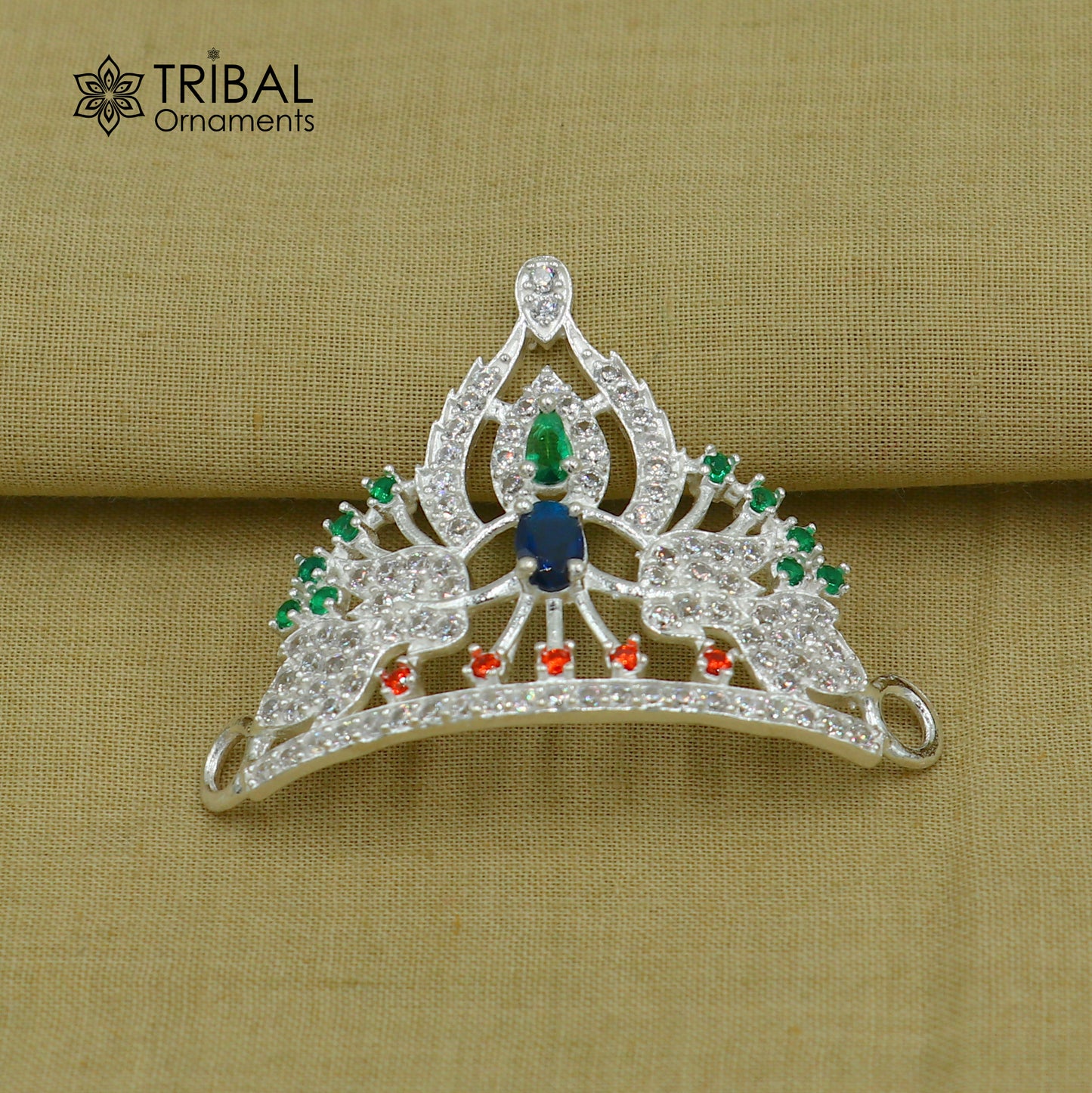 925 sterling silver antique stone design silver mukut (crown), amazing god crown temple god art sm56 - TRIBAL ORNAMENTS