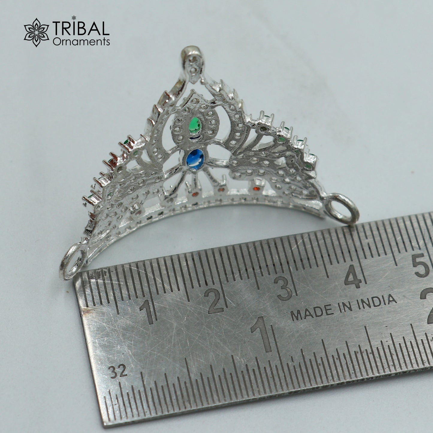 925 sterling silver antique stone design silver mukut (crown), amazing god crown temple god art sm56 - TRIBAL ORNAMENTS