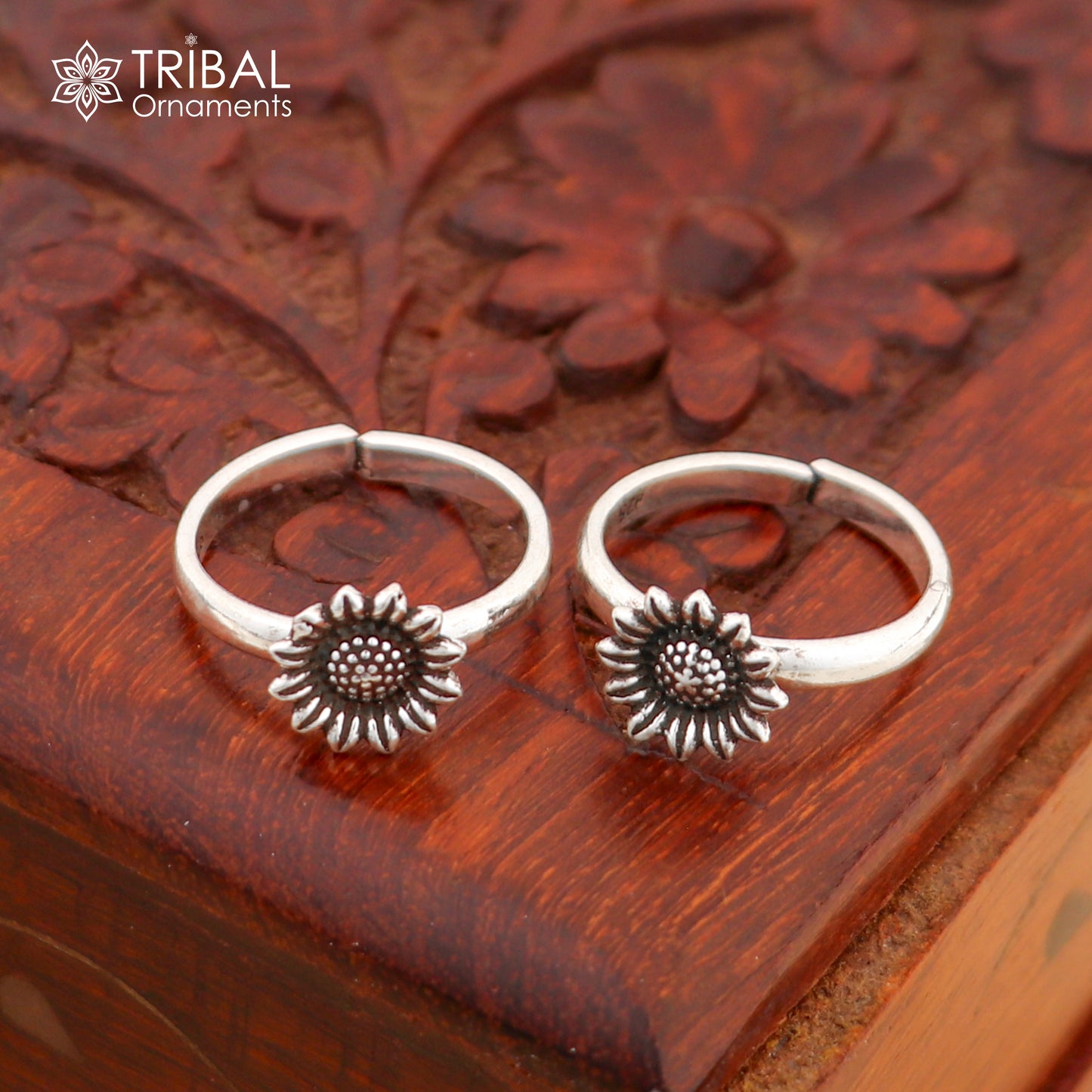 925 sterling silver elegant floral design handmade toe ring, toe band stylish modern women's brides jewelry, india traditional jewelry ytr43 - TRIBAL ORNAMENTS