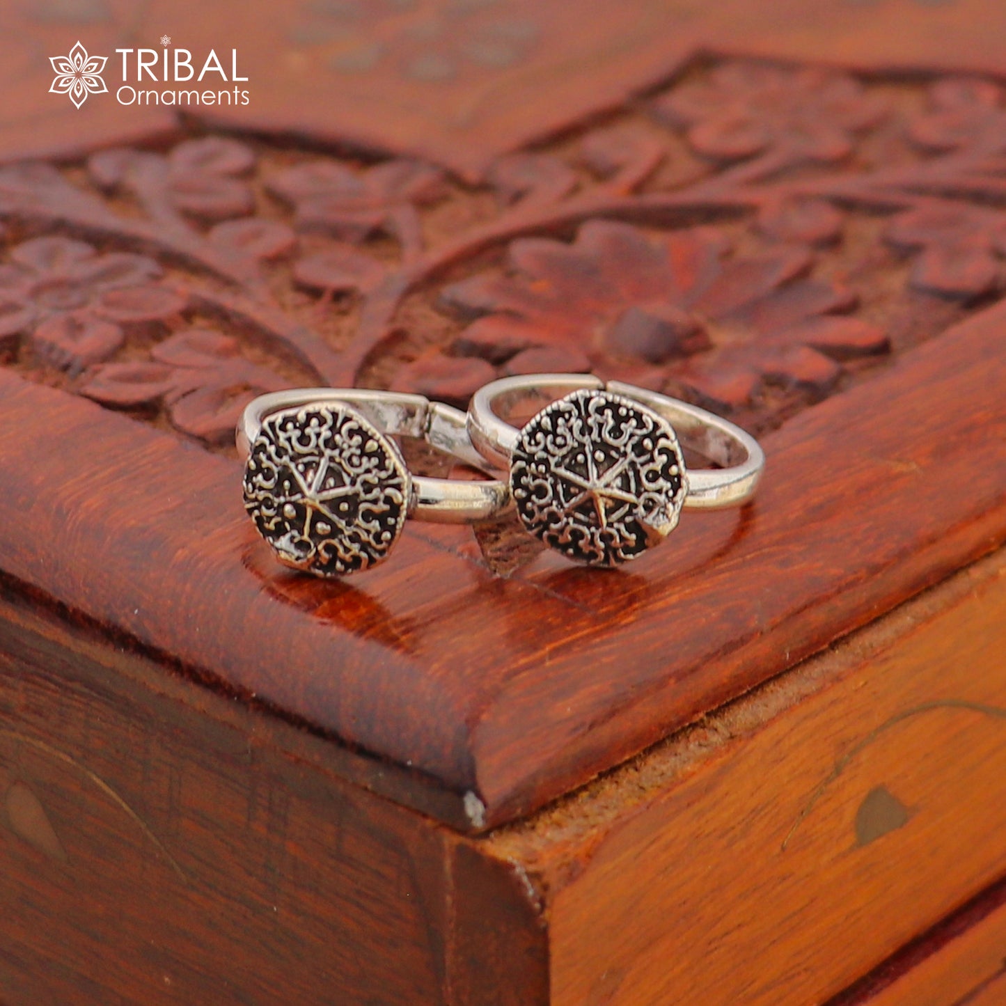 925 sterling silver elegant floral design handmade toe ring, toe band stylish modern women's brides jewelry, india traditional jewelry ytr45 - TRIBAL ORNAMENTS