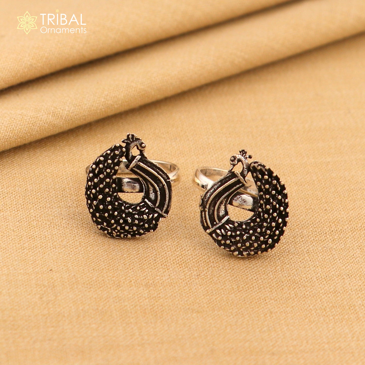 925 sterling silver elegant peacock design handmade toe ring, toe band stylish women's brides jewelry, india traditional jewelry ytr46 - TRIBAL ORNAMENTS