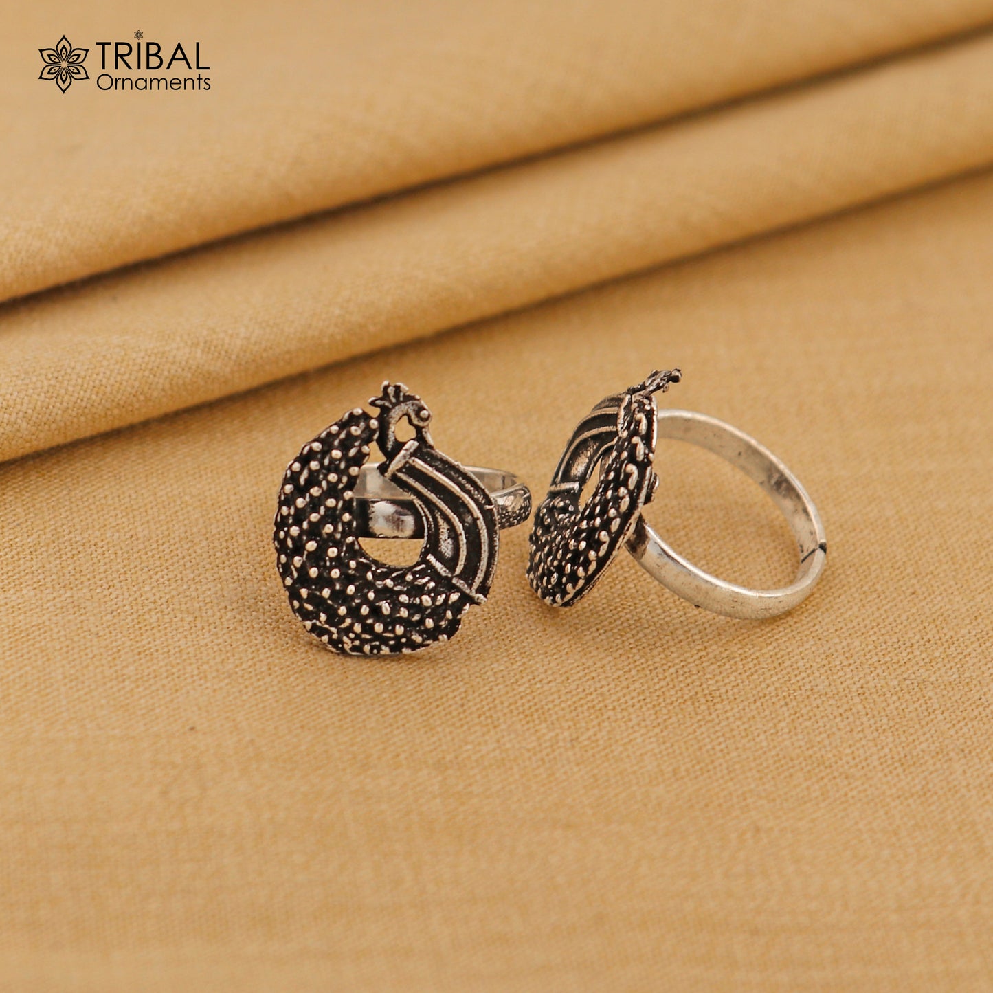 925 sterling silver elegant peacock design handmade toe ring, toe band stylish women's brides jewelry, india traditional jewelry ytr46 - TRIBAL ORNAMENTS