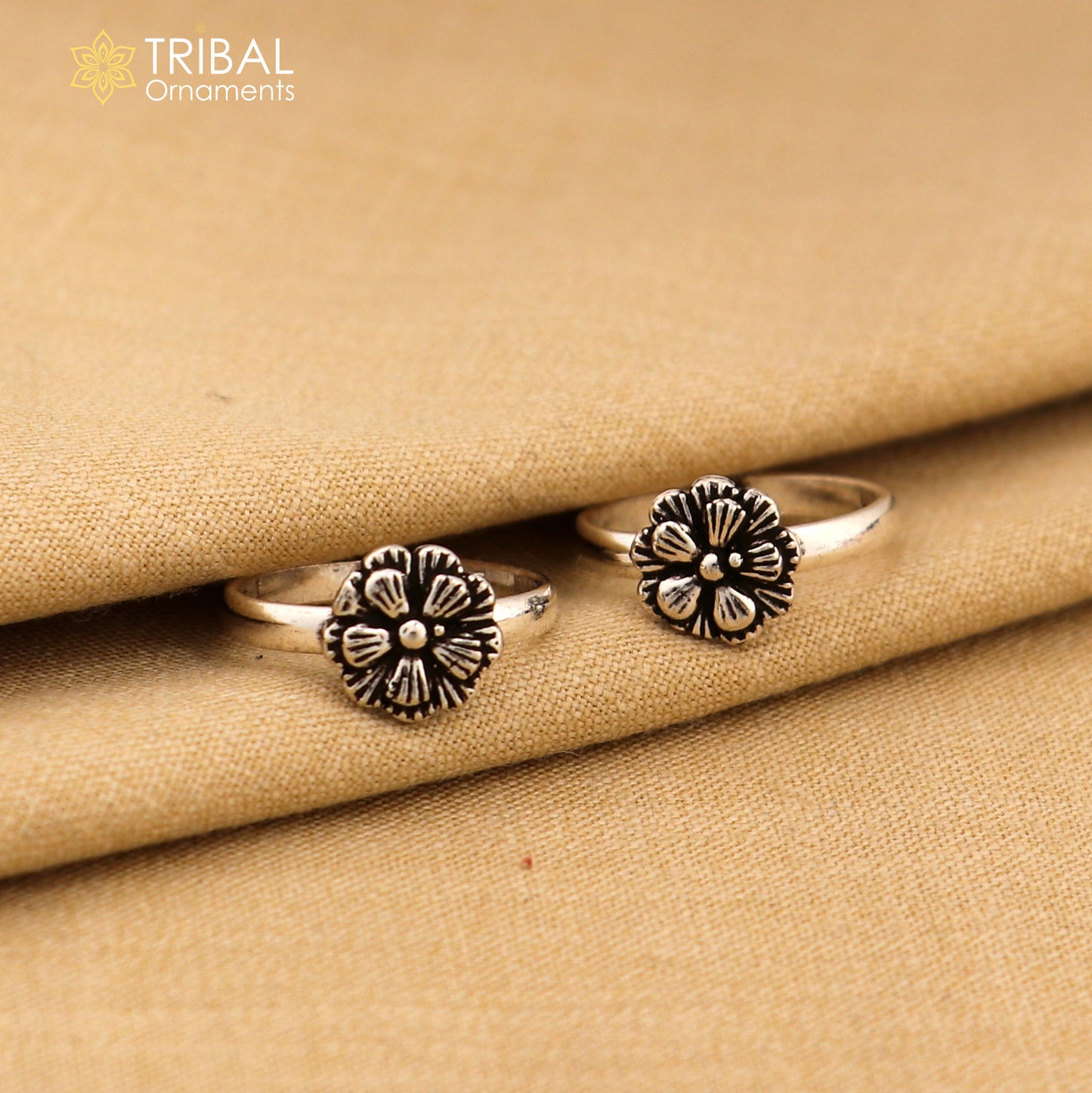 925 sterling silver excellent vintage floral design handmade toe ring, toe band stylish modern women's brides jewelry from india ytr41 - TRIBAL ORNAMENTS