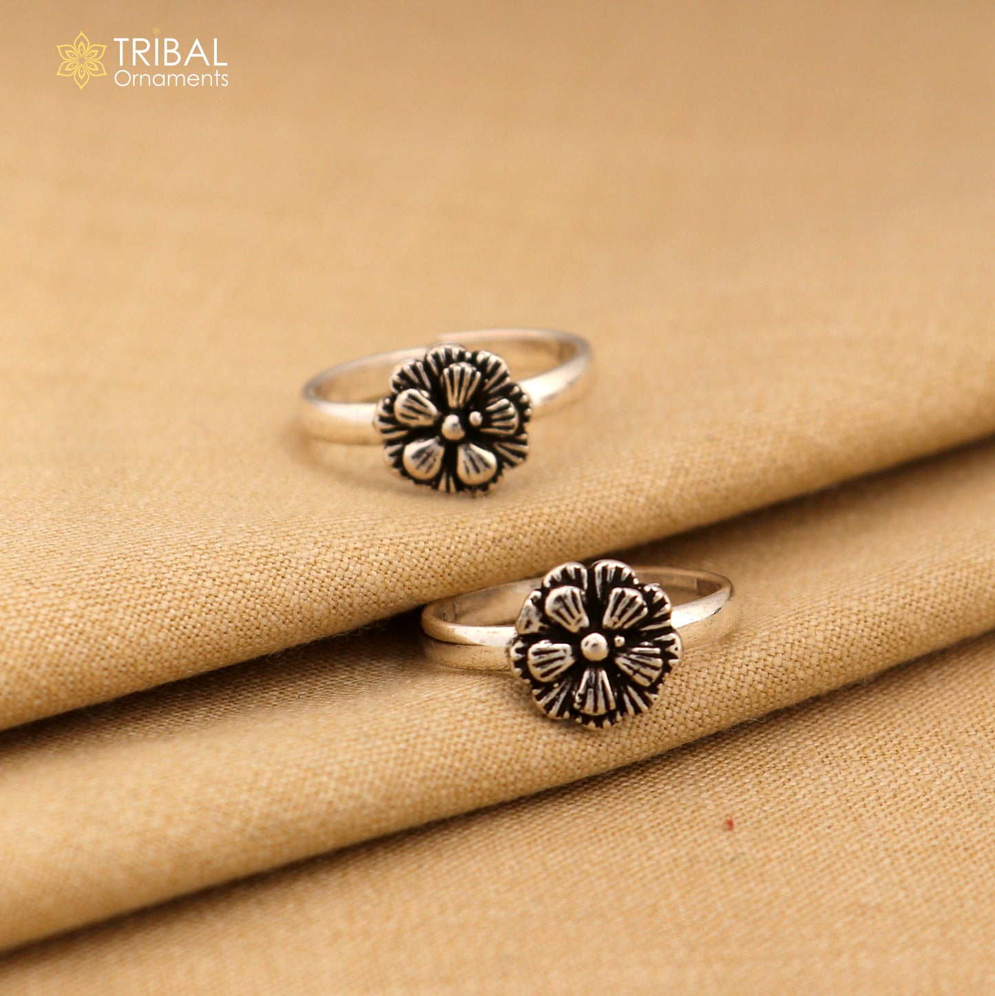 925 sterling silver excellent vintage floral design handmade toe ring, toe band stylish modern women's brides jewelry from india ytr41 - TRIBAL ORNAMENTS