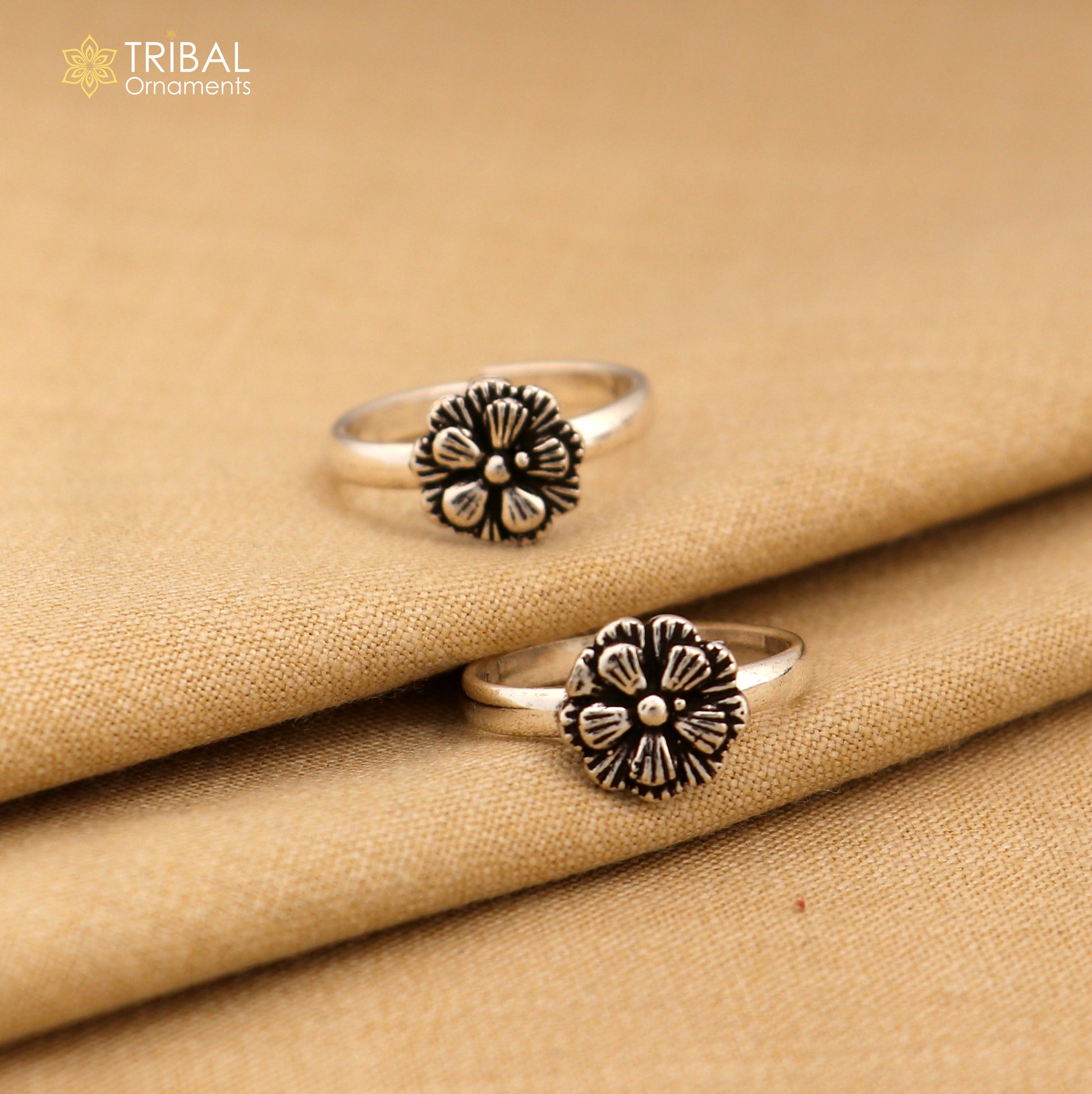 925 sterling silver excellent vintage floral design handmade toe ring, toe band stylish modern women's brides jewelry from india ytr41 - TRIBAL ORNAMENTS