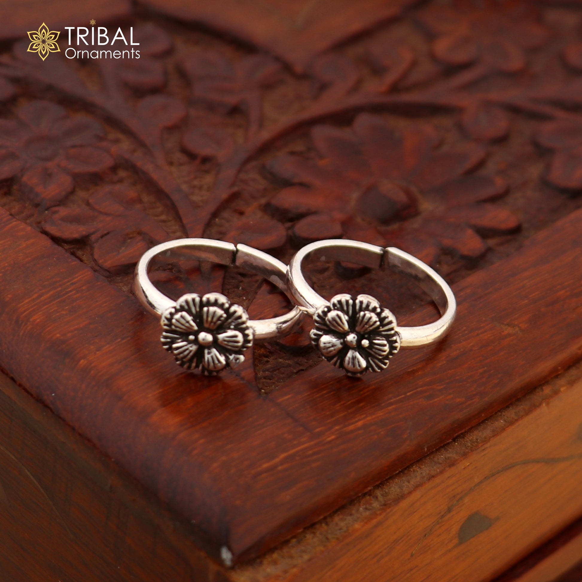 925 sterling silver excellent vintage floral design handmade toe ring, toe band stylish modern women's brides jewelry from india ytr41 - TRIBAL ORNAMENTS
