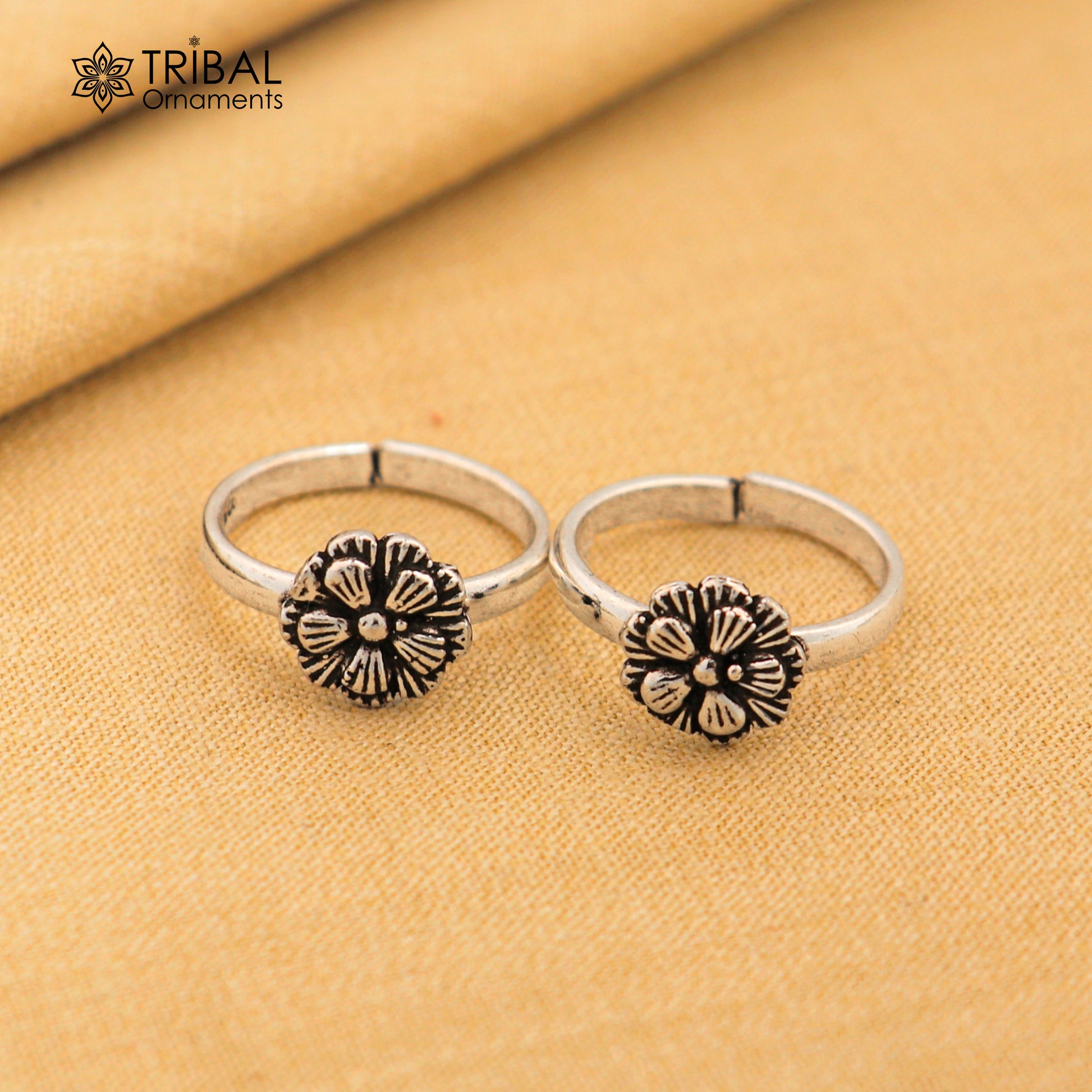 925 sterling silver excellent vintage floral design handmade toe ring, toe band stylish modern women's brides jewelry from india ytr41 - TRIBAL ORNAMENTS