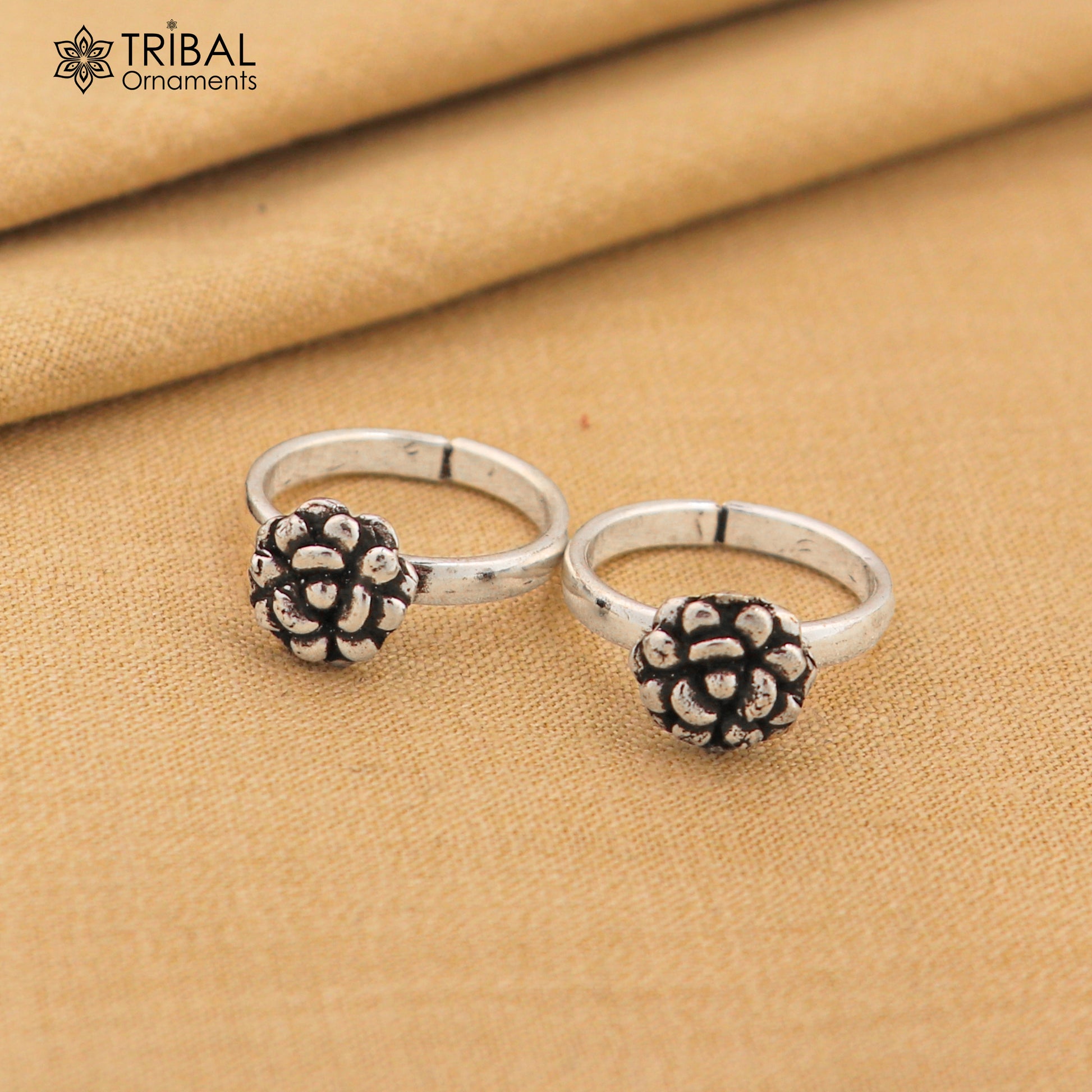 925 sterling silver excellent vintage floral design handmade toe ring, toe band stylish modern women's brides jewelry from india ytr42 - TRIBAL ORNAMENTS
